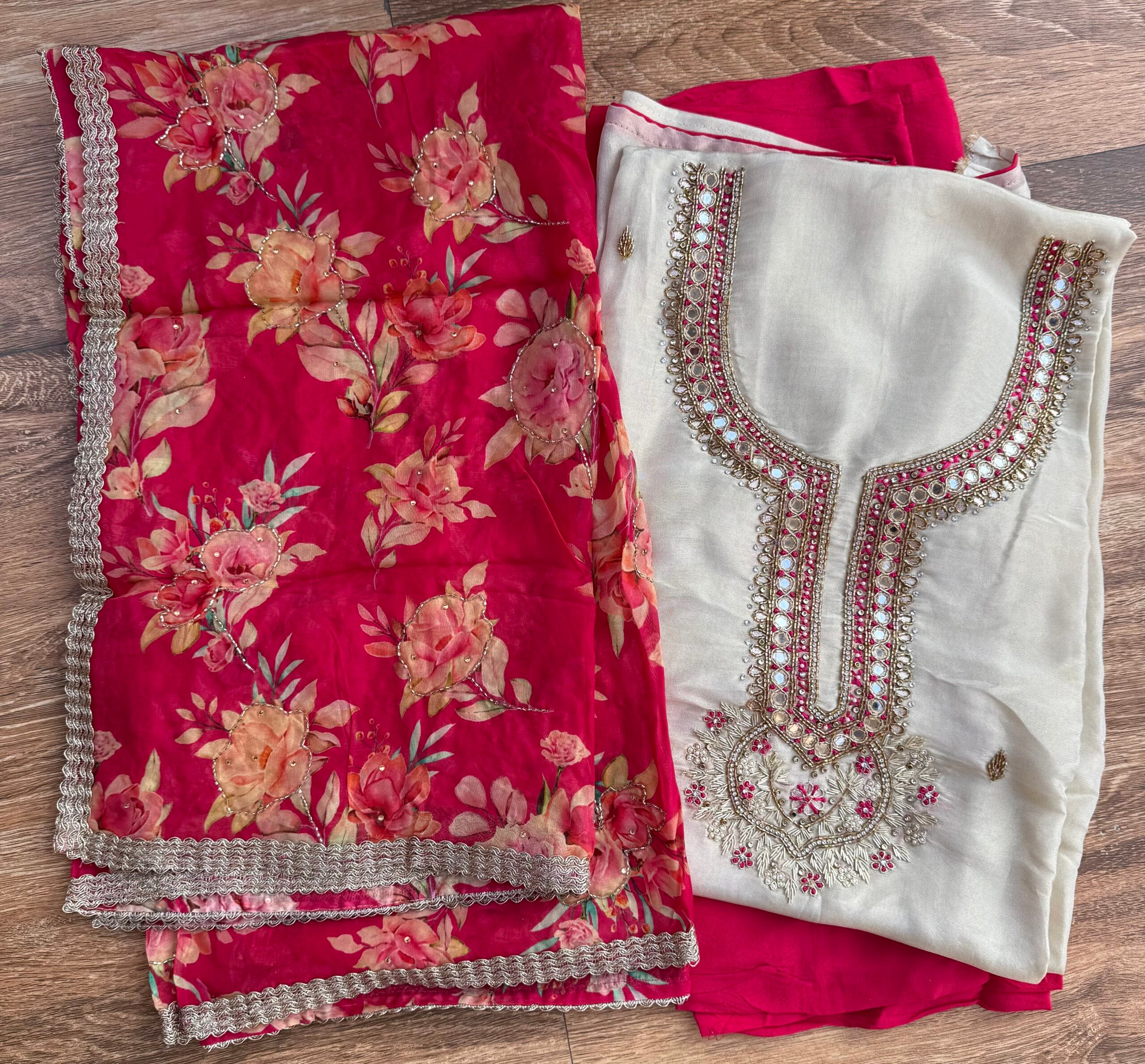 Gulbahaar – Shimmer Organza Hand Embroidered Suit