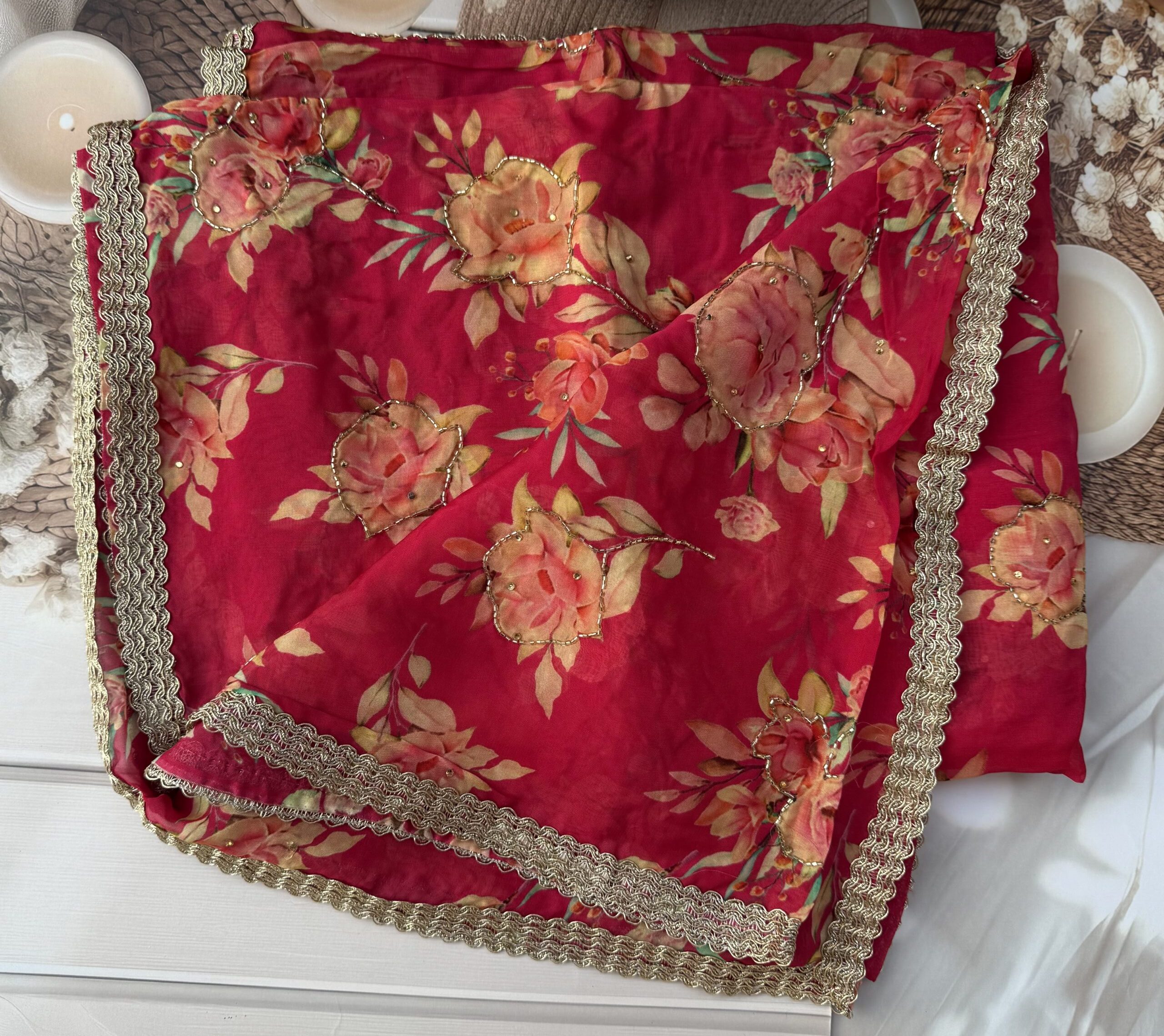 Gulbahaar – Shimmer Organza Hand Embroidered Suit - Image 3