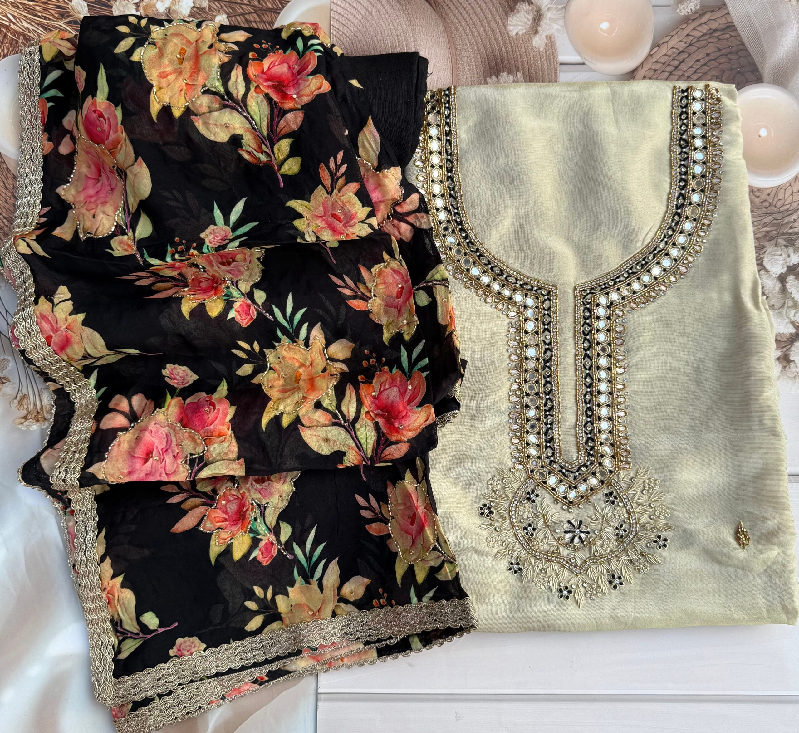 Noor-e-Gul – Shimmer Organza Hand Embroidered Suit