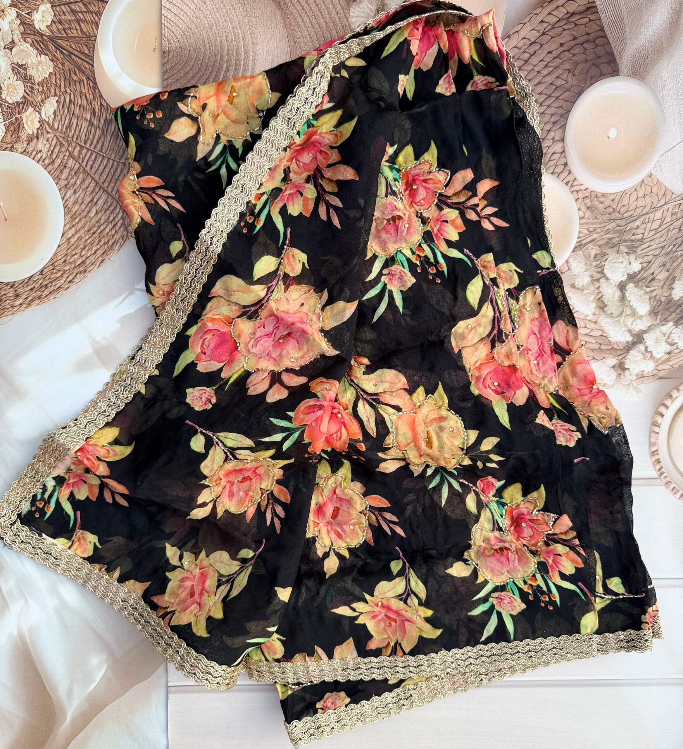 Noor-e-Gul – Shimmer Organza Hand Embroidered Suit - Image 3